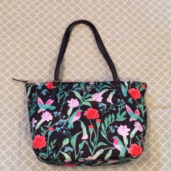 Kate Spade Watson Lane Maya Jardin Floral Hummingbird Tote Bag - Picture 1 of 12